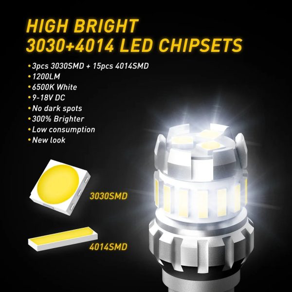 W16W T15 LED T16 Bulb Canbus Error Free Backup Reverse Led 921 912 LED Bulbs Car Lights Brake Lamp Stop Light Xenon White DC12V - Image 5