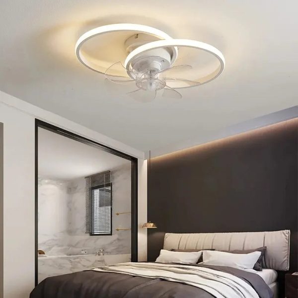 Modern Ceiling Fan with Light Smart Lamp Fan with Remote and APP Control for Bedroom Indoor LED Ceiling Fans Chandeliler