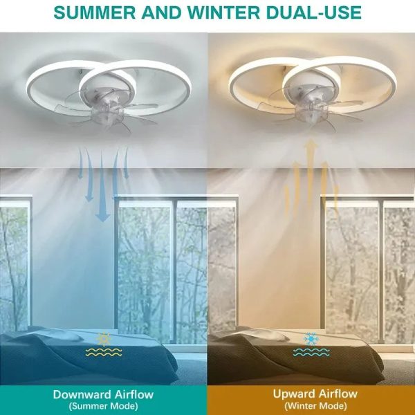 Modern Ceiling Fan with Light Smart Lamp Fan with Remote and APP Control for Bedroom Indoor LED Ceiling Fans Chandeliler - Image 4